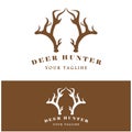 Hunter deer antler logo vector illustration design