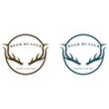 Hunter deer antler logo vector illustration design