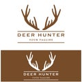 Hunter deer antler logo vector illustration design