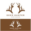 Hunter deer antler logo vector with slogan template