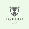 hunter deer head vintage retro minimalist design illustration logo animals Royalty Free Stock Photo