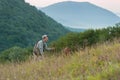 Hunter with dog in countryside Royalty Free Stock Photo
