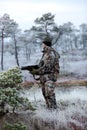 Hunter in the early morning on Kemeri swamp