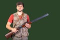 Hunter with his rifle Royalty Free Stock Photo