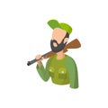 Hunter holding gun cartoon icon