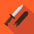 Hunter knife. Flat and cartoon style. Vector illustration. Hunting season.