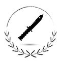 hunter knife icon in wreath made of knives