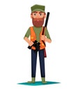 Hunter man cartoon characterHunter man cartoon character with a shotgun and binoculars