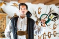 Hunter in a mountain hut in alp mountains Royalty Free Stock Photo