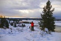 Hunter Overlooking Madison River, Montana Royalty Free Stock Photo