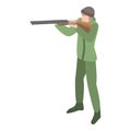 Hunter ready to shoot icon, isometric style Royalty Free Stock Photo