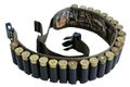 Hunter rifle ammo ammunition belt and bandolier, cartridges inside. Isolated Royalty Free Stock Photo