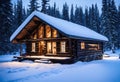 A hunter-s hideout deep within a secluded cabin in a snow-covered forest