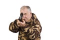 Hunter shooting at target Royalty Free Stock Photo