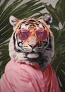 Hunter sunglasses cat tropical leaf fashion pink wild predator animal feline tiger
