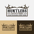 Vintage Hunting Antler Badge Emblem Logo Design Template Royalty Free Stock Photo