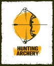 Hunting Archery Outdoor Activity Sign concept. Creative Vector Design Elements On Distressed Background. Royalty Free Stock Photo