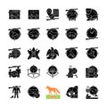 Hunting black glyph icons set on white space Royalty Free Stock Photo