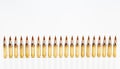 Hunting cartridges of caliber on a white background. 308 Win Royalty Free Stock Photo