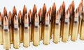Hunting cartridges of caliber on a white background. 308 Win Royalty Free Stock Photo