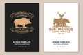 Hunting club badge. Eat, sleep, hunt. Vector illustration Flyer, brochure, banner, poster design with deer, bear and