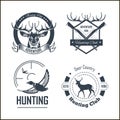 Hunting club or hunt adventure logo templates set Royalty Free Stock Photo