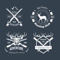 Hunting club or hunt adventure logo templates set Royalty Free Stock Photo