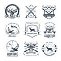 Hunting club icons hunt adventure hunter gun rifle open season wild animal Royalty Free Stock Photo