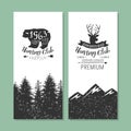 Hunting Club Logo Templates Set, Forest Camping Vintage Labels or Badges Vector Illustration Royalty Free Stock Photo