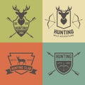 Hunting club set of vector vintage emblems