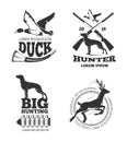 Hunting club vintage vector labels, emblems, logos, badges set Royalty Free Stock Photo