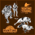 Hunting collection - foxhunting and hunting labels Royalty Free Stock Photo