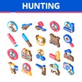 Hunting Equipment Isometric Icons Set Vector