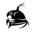 Hunting falcon bird wearing hood black vector portrait