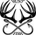 Hunting and fishing emblem logo Royalty Free Stock Photo
