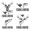 hunting and fishing labels and design elements