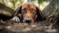 hunting hound dog sniffing Royalty Free Stock Photo