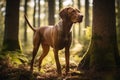 Hunting hound in the forest