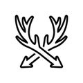 Black line icon for Hunting, horn and animal Royalty Free Stock Photo