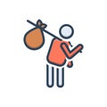 Color illustration icon for Hunting, vagabond and bindle