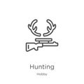 hunting icon vector from hobby collection. Thin line hunting outline icon vector illustration. Outline, thin line hunting icon for