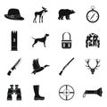 Hunting icons set , simple style