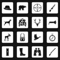 Hunting icons set squares vector