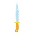 Hunting knive with teeth icon, cartoon style