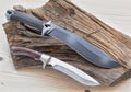 Hunting knives, survival, adventure and wilderness life. Royalty Free Stock Photo