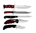Hunting knives  collection. Military knife  illustration isolated on white background. Slice symbol. Royalty Free Stock Photo
