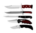 Hunting knives vector collection. Military knife vector illustration isolated on white background. Slice symbol. Aggressive.