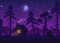 Hunting Lodge in the Night Forest