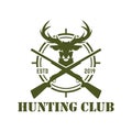 Hunting logo, hunt badge or emblem for hunting club or sport, deer hunting stamp Royalty Free Stock Photo