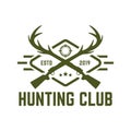 Hunting logo, hunt badge or emblem for hunting club or sport, deer hunting stamp Royalty Free Stock Photo